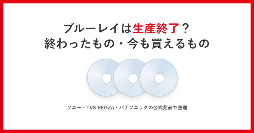 ブルーレイは生産終了かをテーマにしたアイキャッチ。光ディスクの説明用イラスト